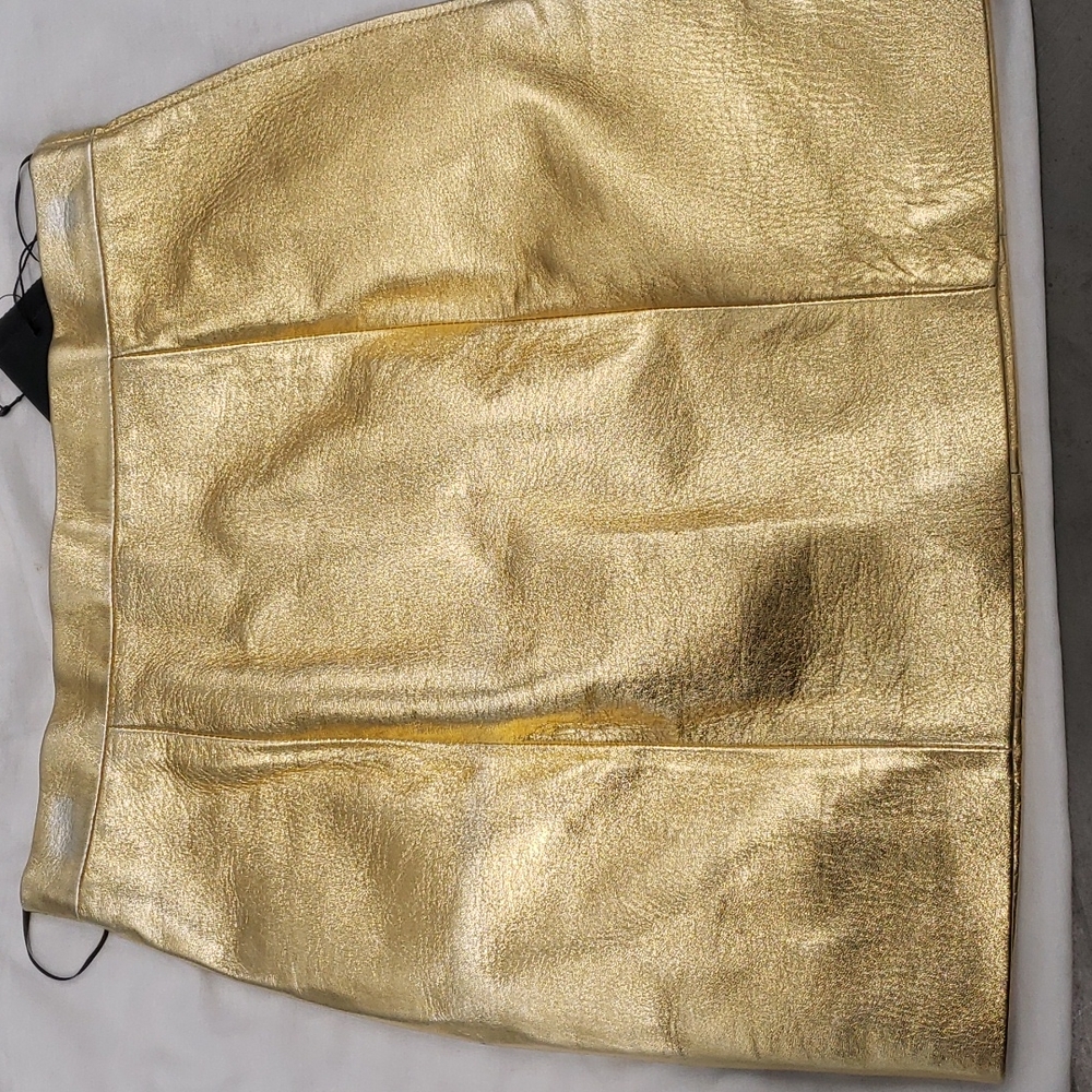 Saint Laurent metallic gold leather mini skirt